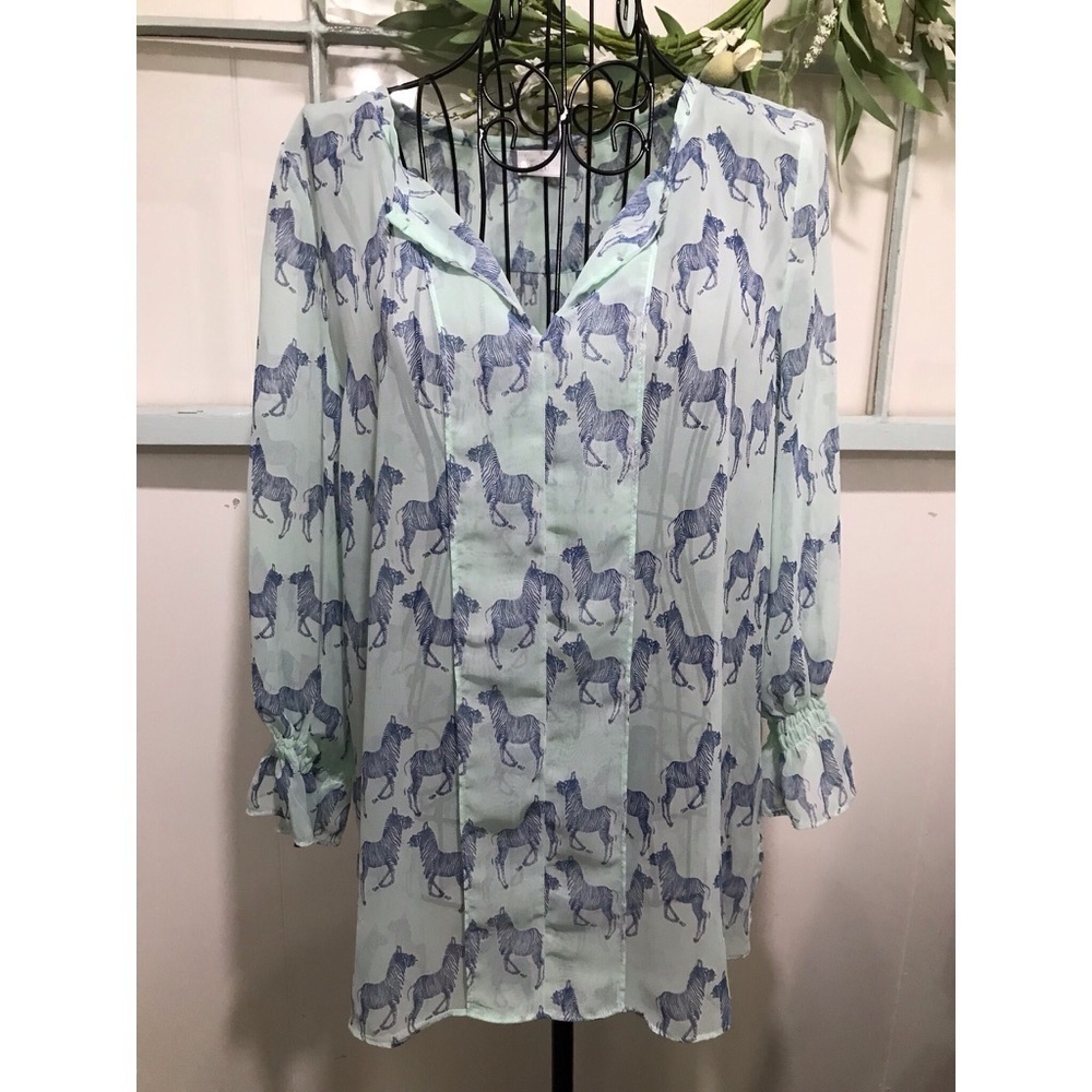 method Zebra Print Sheer Pullover Blouse